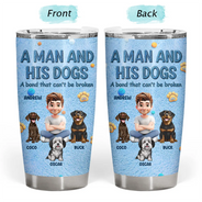 Pet Lovers, Pet Mom, Pet Dad, Dog Lovers, Dog Mom, Dog Dad, Happy - A Girl And Her Dog Embroidery Effect - Personalized Tumbler