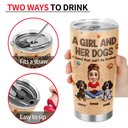 Pet Lovers, Pet Mom, Pet Dad, Dog Lovers, Dog Mom, Dog Dad, Happy - A Girl And Her Dog Embroidery Effect - Personalized Tumbler