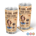Pet Lovers, Pet Mom, Pet Dad, Dog Lovers, Dog Mom, Dog Dad, Happy - A Girl And Her Dog Embroidery Effect - Personalized Tumbler