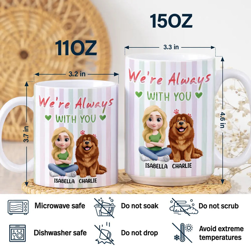 Pet Lovers,Pet Mom,Pet Dad,Dog Lovers,Dog Mom,Dog Dad,Happy - A Girl And Her Dog Stripe Colors - Personalized White Edge-to-Edge Mug