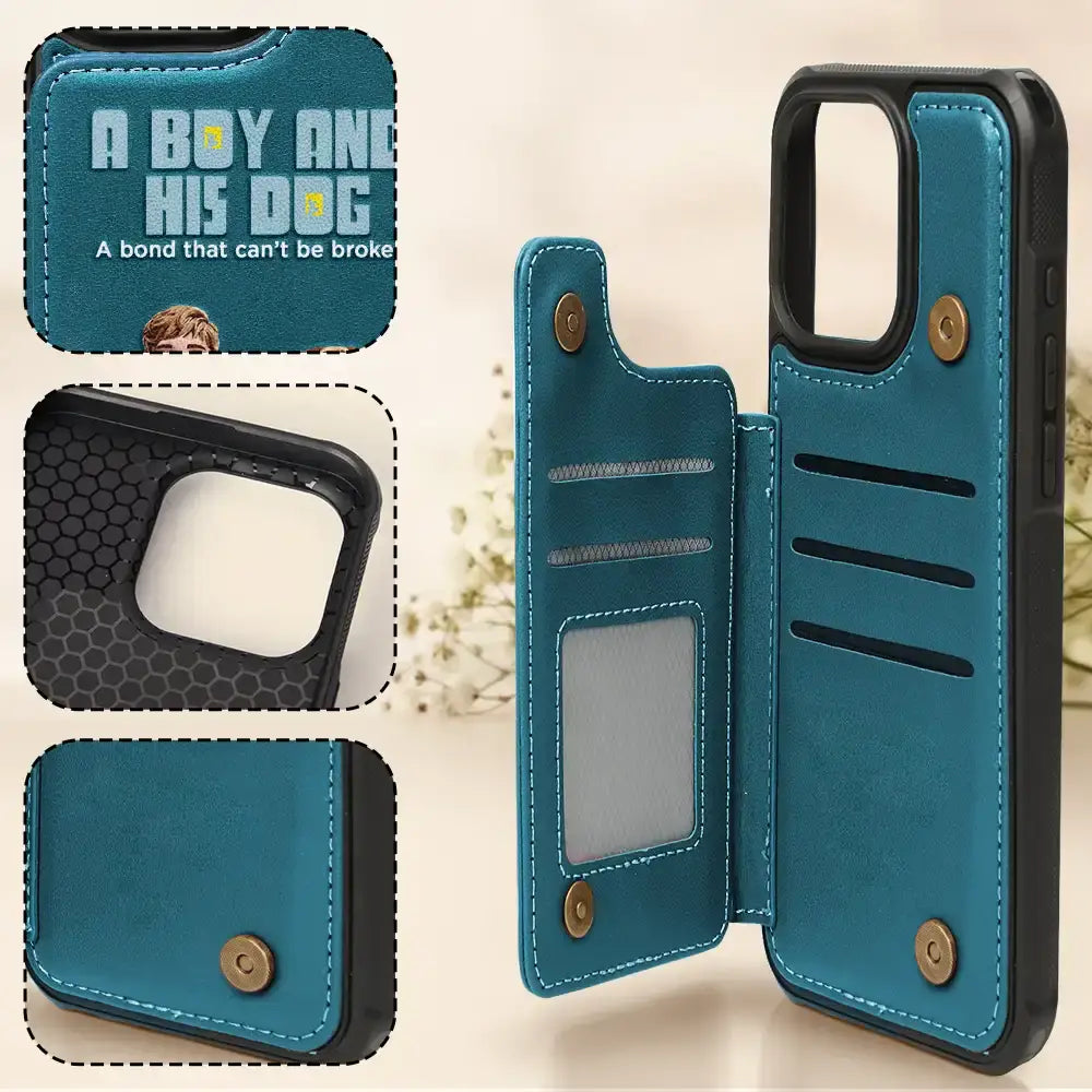 Dog Lovers,Dog Mom - A Girl And Her Dogs - Personalized Leather Flip Wallet Phone Case
