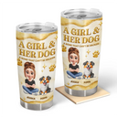 Dog Lovers,Dog Mom,Dog Dad,Pet Lovers,Pet Mom,Pet Dad,Happy - A Girl And Her Dogs 3D Golden Effect - Personalized Tumbler