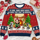 Pet Lovers,Pet Mom,Pet Dad,Dog Lovers,Dog Mom,Dog Dad - A Girl And Her Dogs A Bond That Can't Be Broken - Personalized Unisex Ugly Sweater