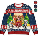 Pet Lovers,Pet Mom,Pet Dad,Dog Lovers,Dog Mom,Dog Dad - A Girl And Her Dogs A Bond That Can't Be Broken - Personalized Unisex Ugly Sweater