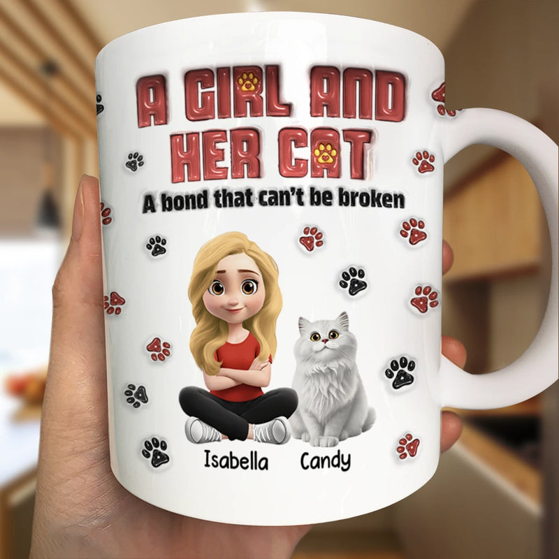Pet Lovers, Pet Mom, Dog Lovers, Dog Mom, Cat Lovers, Cat Mom, Happy - A Girl And Her Fur Babies - 3D Inflated Effect Printed, Personalized Mug