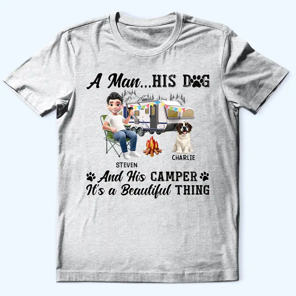 A Girl Her Dogs Camping - Personalized T Shirt