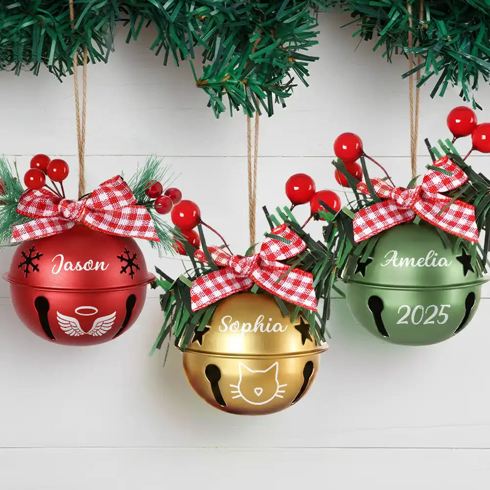 Christmas, Family, Happy - Christmas Bell With Name - Personalized Jingle Bell Ornament-AH1172ELE3585