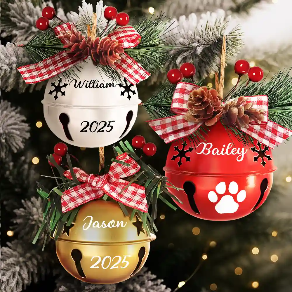 Christmas, Family, Happy - Christmas Bell With Name - Personalized Jingle Bell Ornament-AH1172ELE3585
