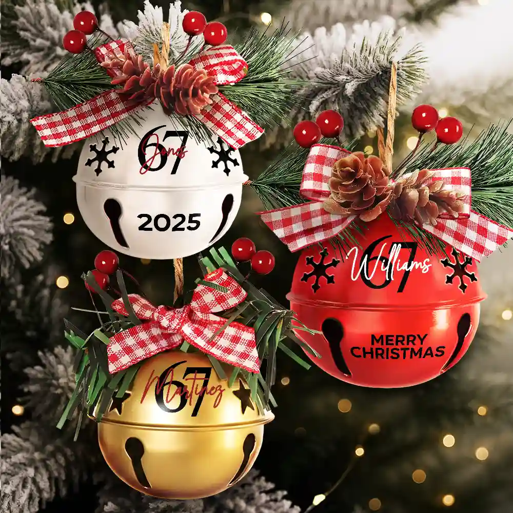 Christmas,Funny,Gift For Yourself - Six Seven Funny Slang - Personalized Jingle Bell Ornament