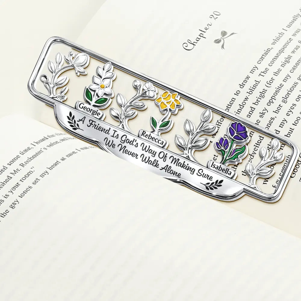 Gift For Bestie, Old Best friends, Best friends' Hobby, Happy - It Takes A Long Time To Grow An Old Friend Birth Month Flower - Personalized Custom Shaped Metal Bookmark
