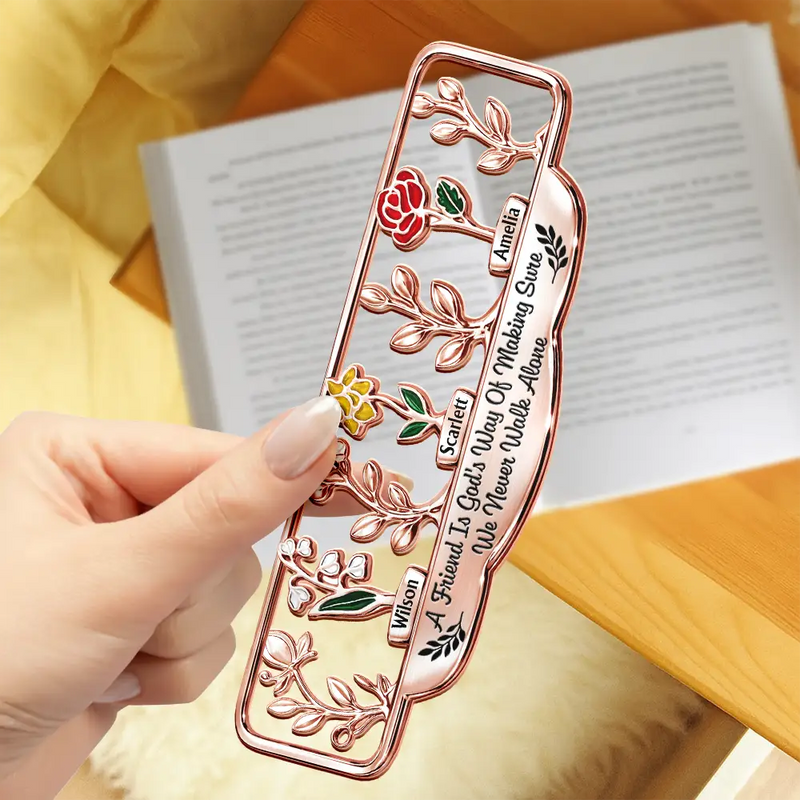 Gift For Bestie, Old Best friends, Best friends' Hobby, Happy - It Takes A Long Time To Grow An Old Friend Birth Month Flower - Personalized Custom Shaped Metal Bookmark