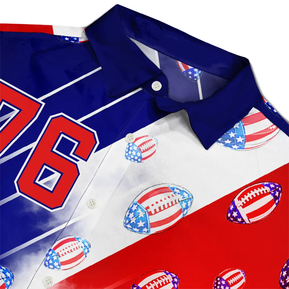 No Custom, America 250th, Independence Day - America 250th Number 76 American Football - Hawaiian Shirt