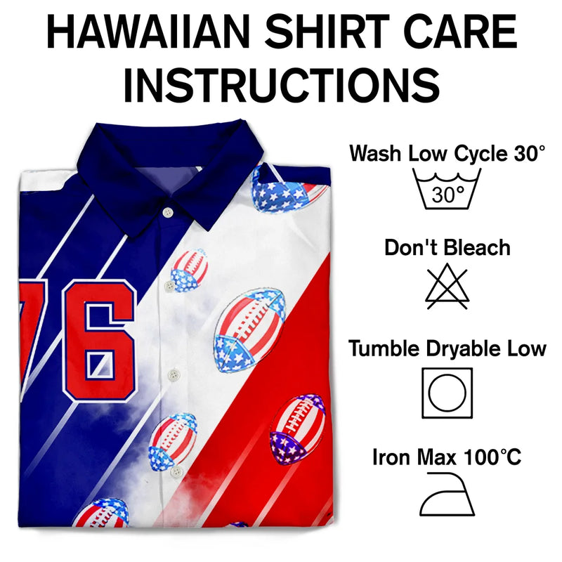 No Custom, America 250th, Independence Day - America 250th Number 76 American Football - Hawaiian Shirt