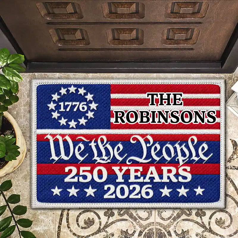 America 250th,Independence Day - Faux Embroidery Effect We The People America 250th - Personalized Doormat