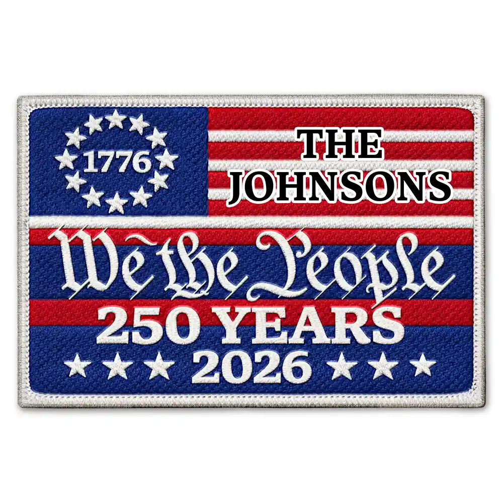 Faux Embroidery Effect We The People America 250th - Personalized Doormat