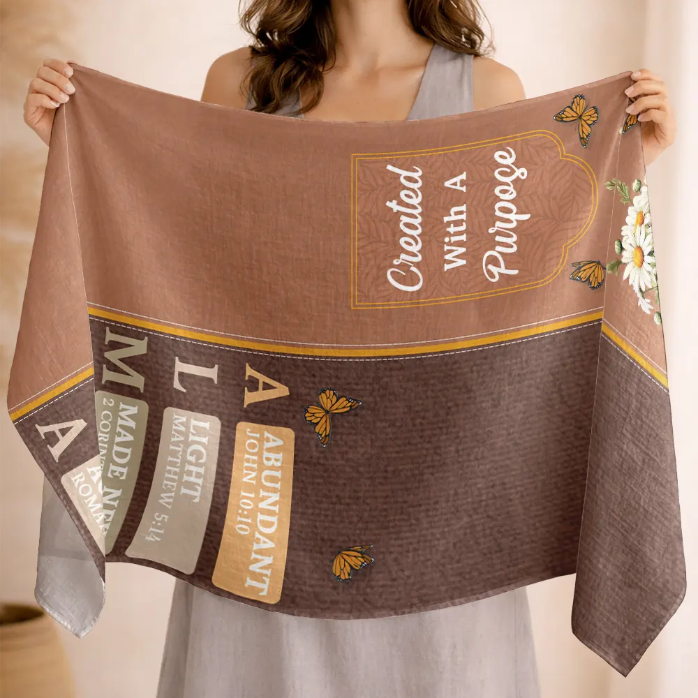 Gift For Women,Gift For Mother,Gift For Grandma,Gift For Daughter,Love,Christian - Created With A Purpose Birth Month Flower - Personalized Lightweight Soft Shawl