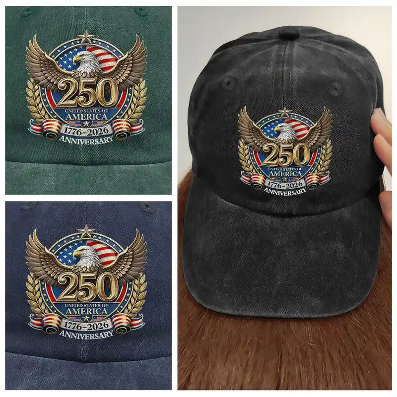 Independence Day,America 250th,Gift For Yourself,Happy,No Custom,Gift For Women,Gift For Men - 250th Anniversary Eagle US Independence Day - Vintage Washed Denim Cap