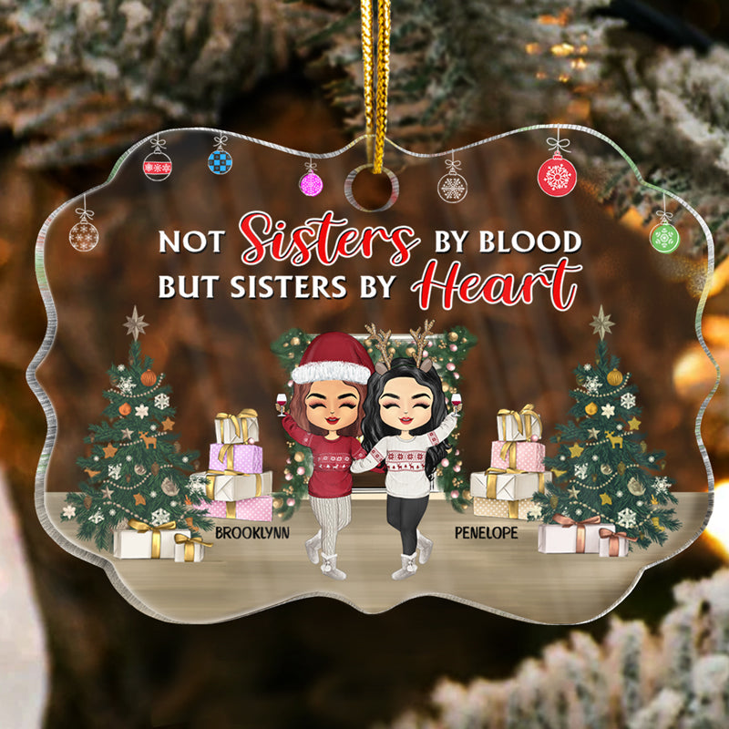 Side By Side Or Miles Apart Sisters And Brothers - Christmas Gift For Siblings - Personalized Custom Medallion Acrylic Ornament