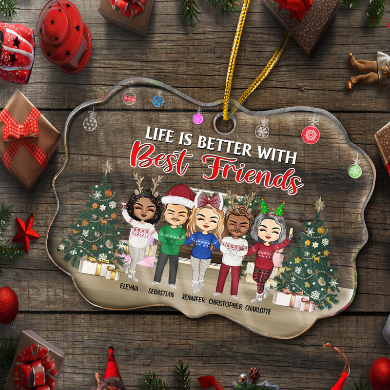Side By Side Or Miles Apart Sisters And Brothers - Christmas Gift For Siblings - Personalized Custom Medallion Acrylic Ornament