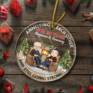 Christmas Family Chibi Couple Annoying Each Other Since - Gift For Couples - Personalized Custom Circle Acrylic Ornament