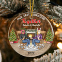 Christmas Family Couple Our First Christmas Together - Gift For Couples - Personalized Custom Circle Acrylic Ornament