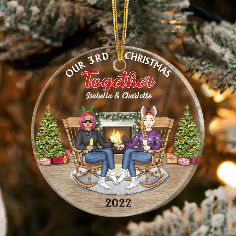 Christmas Family Couple Our First Christmas Together - Gift For Couples - Personalized Custom Circle Acrylic Ornament