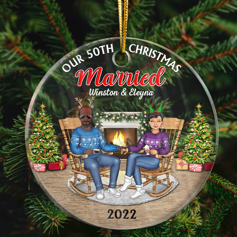 Christmas Family Couple Our First Christmas Together - Gift For Couples - Personalized Custom Circle Acrylic Ornament
