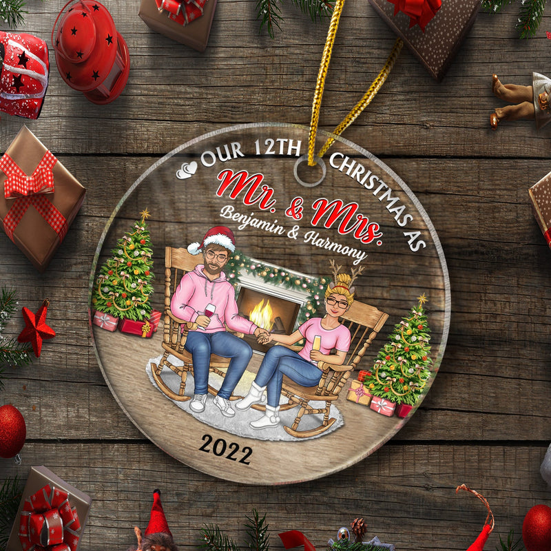 Christmas Family Couple Our First Christmas Together - Gift For Couples - Personalized Custom Circle Acrylic Ornament