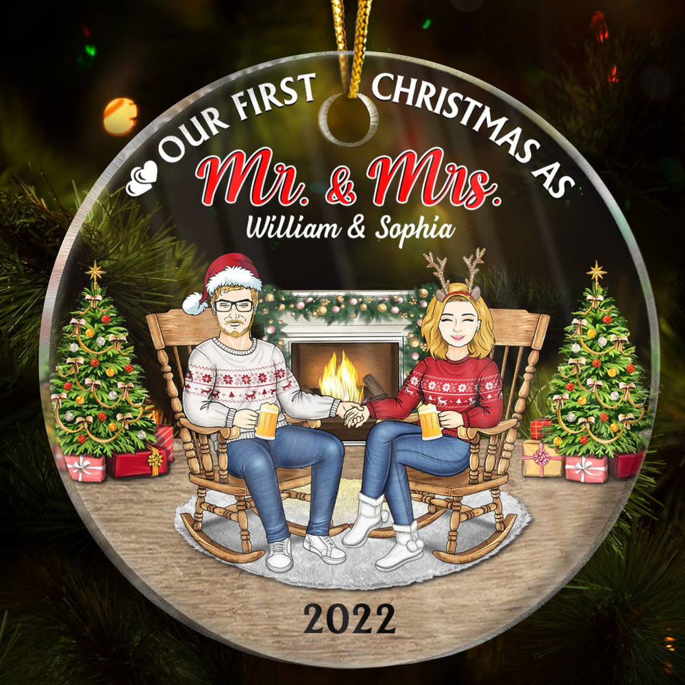 Christmas Family Couple Our First Christmas Together - Gift For Couples - Personalized Custom Circle Acrylic Ornament