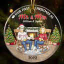 Christmas Family Couple Our First Christmas Together - Gift For Couples - Personalized Custom Circle Acrylic Ornament