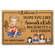 Hope You Like Animals And Kids - Home Decor Gift For Single Mom, Dad, Pet Lovers - Personalized Doormat