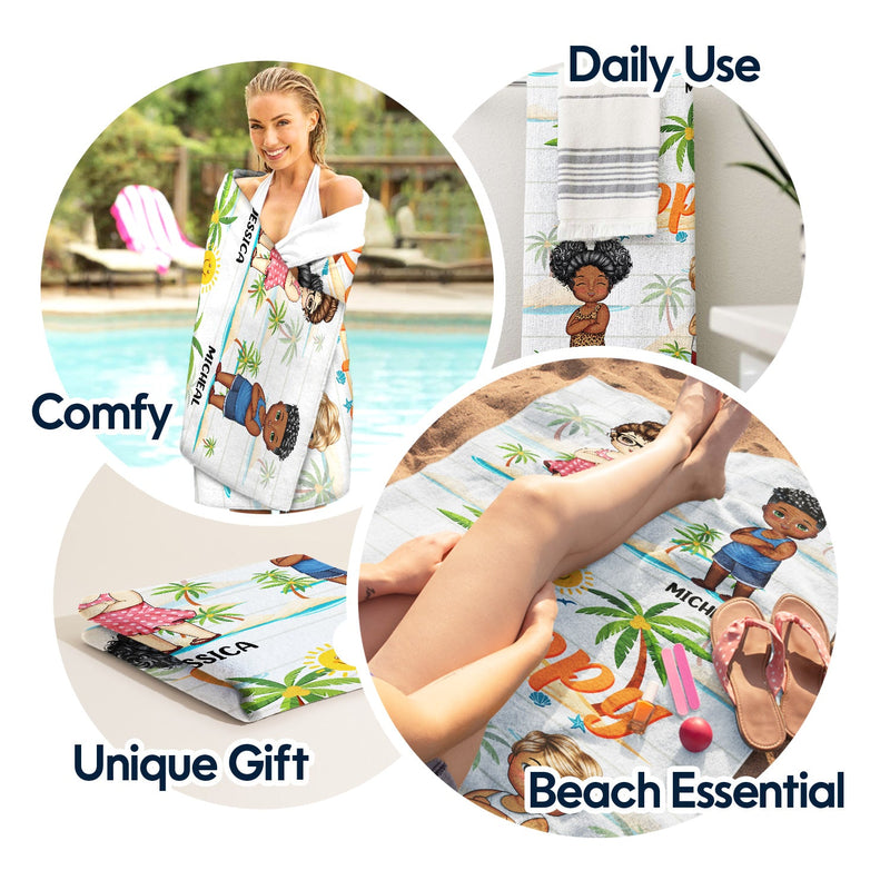 Nana Papa Mom Daddy - Loving Gift For Mother, Father, Grandma, Grandpa - Personalized Custom Beach Towel