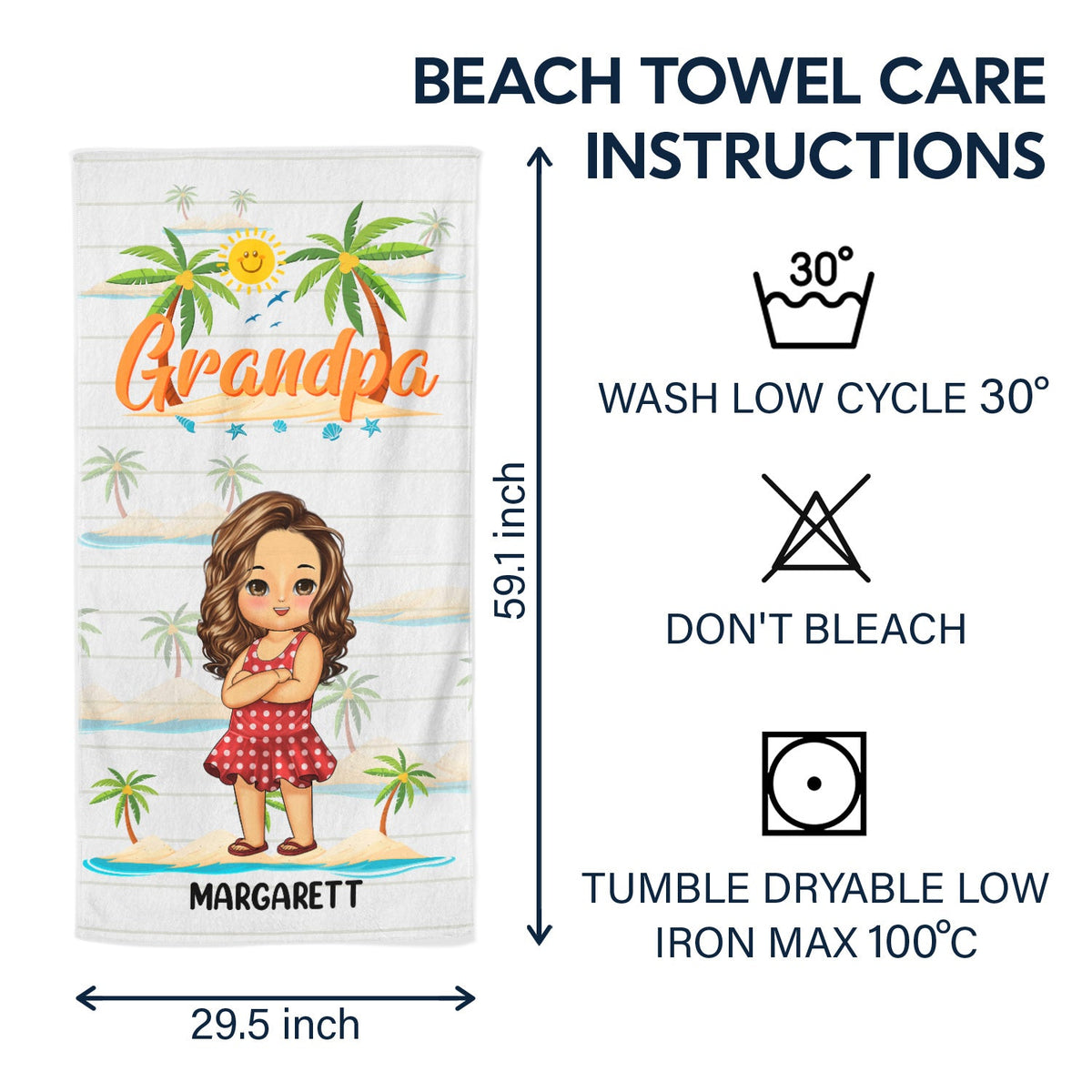 Nana Papa Mom Daddy - Loving Gift For Mother, Father, Grandma, Grandpa - Personalized Custom Beach Towel