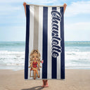 Vacation Stripe Flamingo Lobster Pineapple Shark - Birthday, Anniversary, Travel Gift For Woman, Man - Personalized Beach Towel