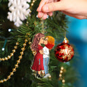 Chibi Couple Kissing - Christmas Gift For Lover, Husband, Wife, Couples - Personalized Cutout Acrylic Ornament