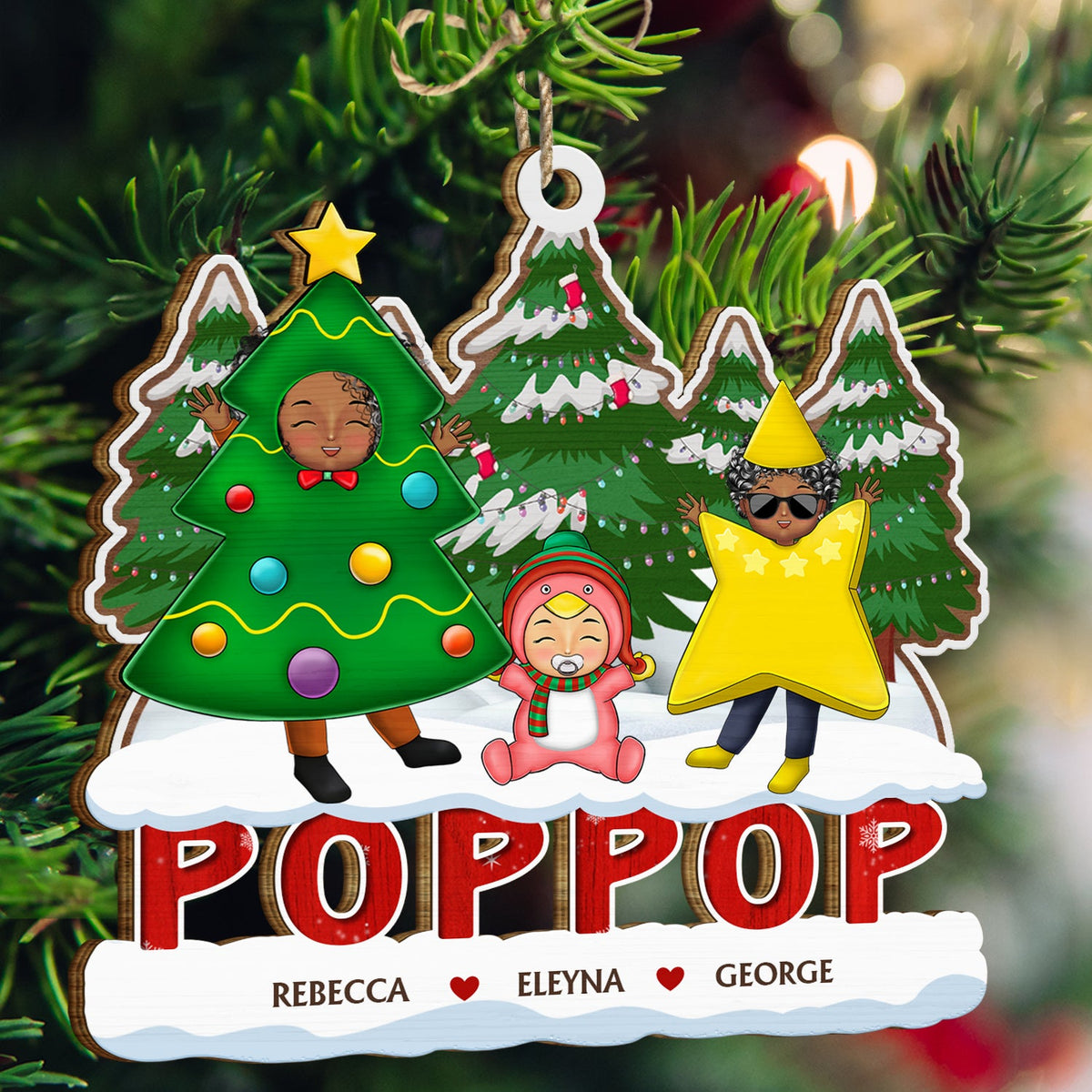 Christmas Cosplay Grandkids Nana Papa Mommy Dad - Loving Gift For Grandpa, Grandma, Grandparents - Personalized Wooden Cutout Ornament