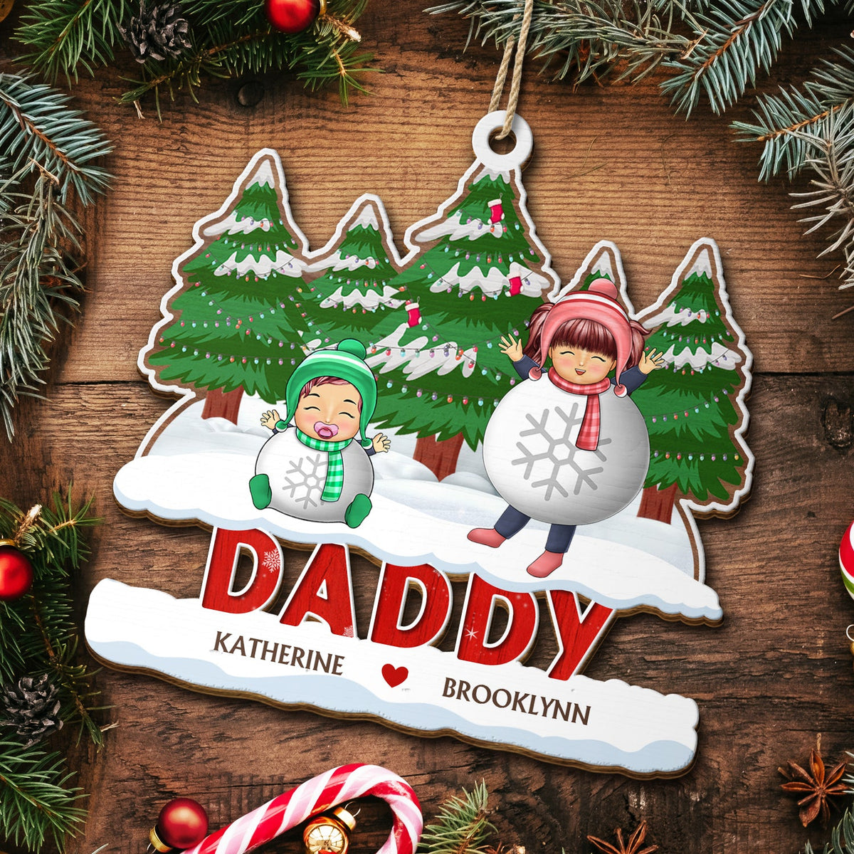 Christmas Cosplay Grandkids Nana Papa Mommy Dad - Loving Gift For Grandpa, Grandma, Grandparents - Personalized Wooden Cutout Ornament
