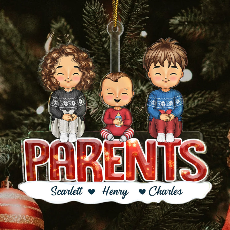 Christmas Grandkids Nana Papa Mommy Dad - Loving Gift For Grandpa, Grandma, Grandparents - Personalized Cutout Acrylic Ornament