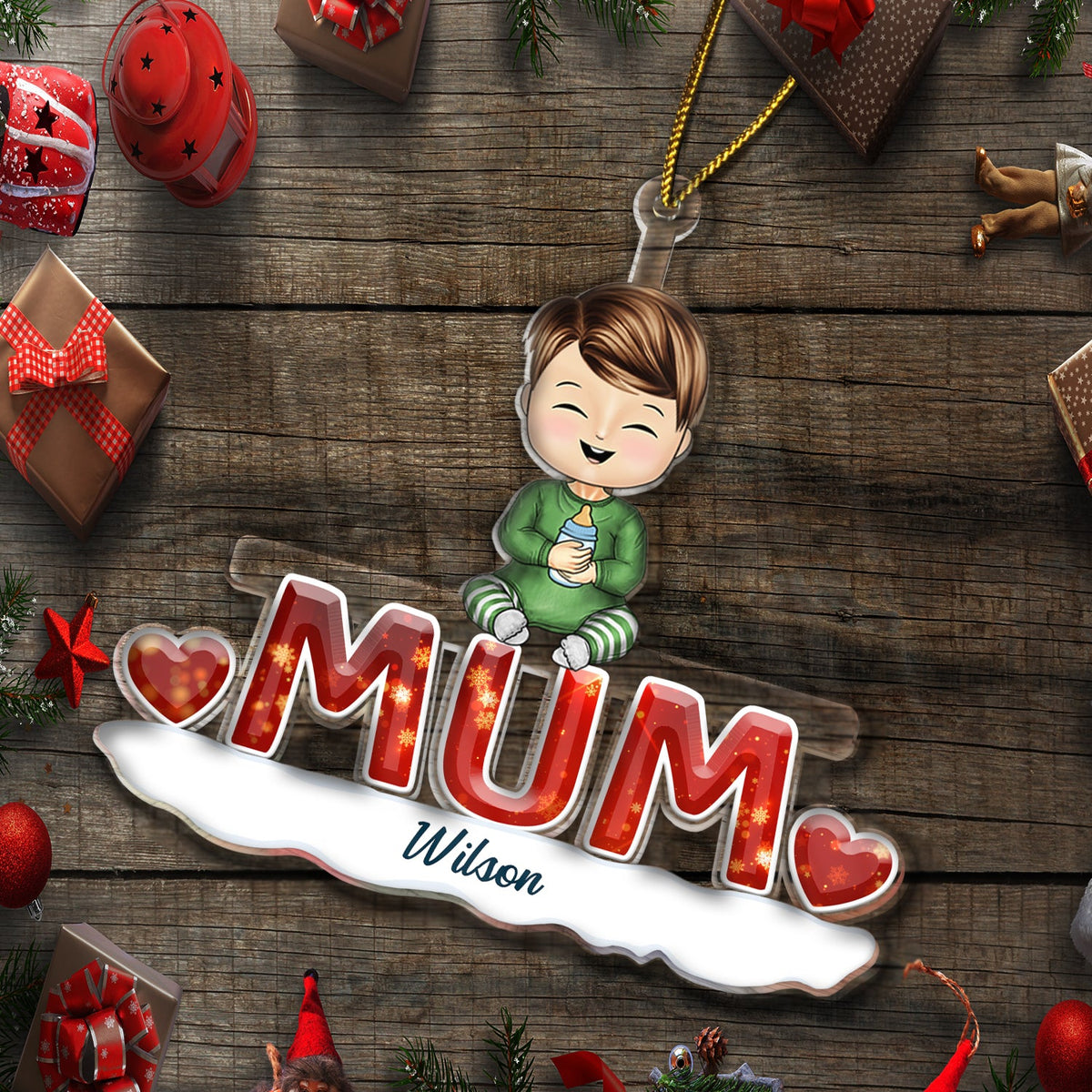 Christmas Grandkids Nana Papa Mommy Dad - Loving Gift For Grandpa, Grandma, Grandparents - Personalized Cutout Acrylic Ornament