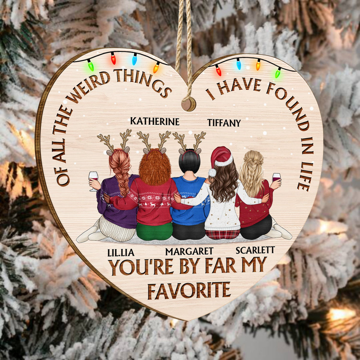 Of All The Weird Things - Christmas Gift For Besties, Friends - Personalized Custom Shaped Wooden Ornament