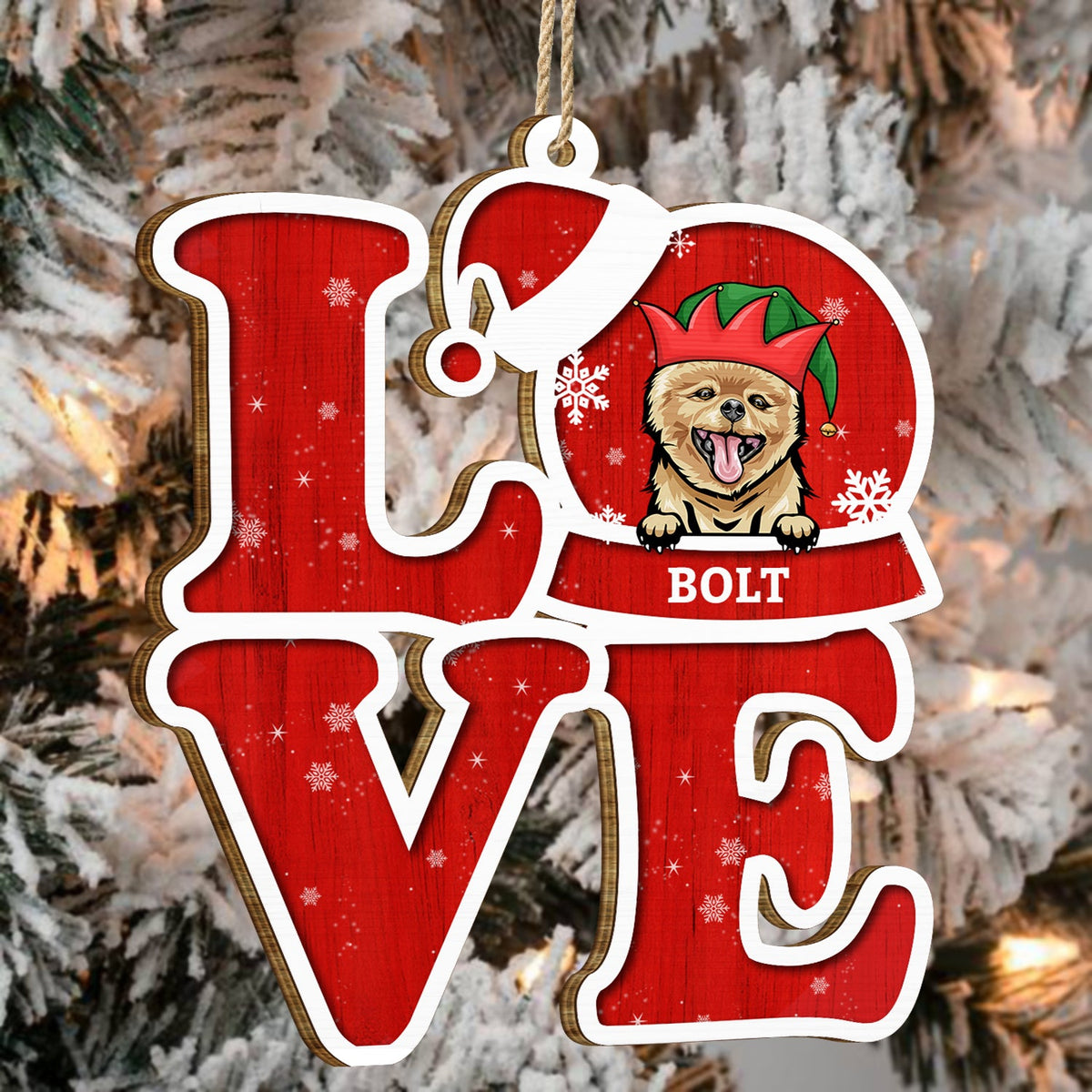 Love Dogs Cats - Christmas Gift For Pet Lovers - Personalized Wooden Cutout Ornament