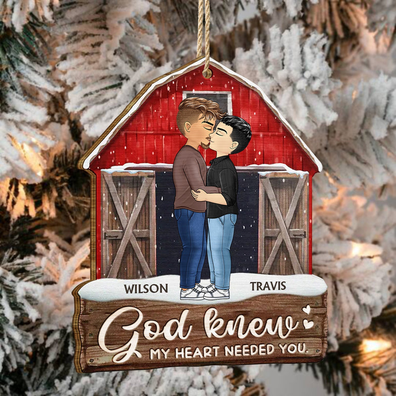 Husband And Wife God Knew My Heart Needed You - Christmas Gift For Couples - Personalized Custom Shaped Wooden Ornament
