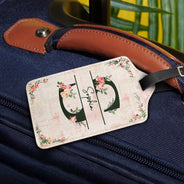 Monogram Floral - Birthday Gift For Her, Vacation Lovers - Personalized Luggage Tag