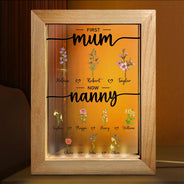 First Mama Now Nanny Flowers - Gift For Grandma, Nana, Granny - Personalized Frame Lamp