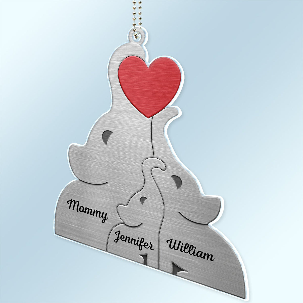 Love Elephant Family - Gift For Mother, Father, Family - Personalized Acrylic Car Hanger