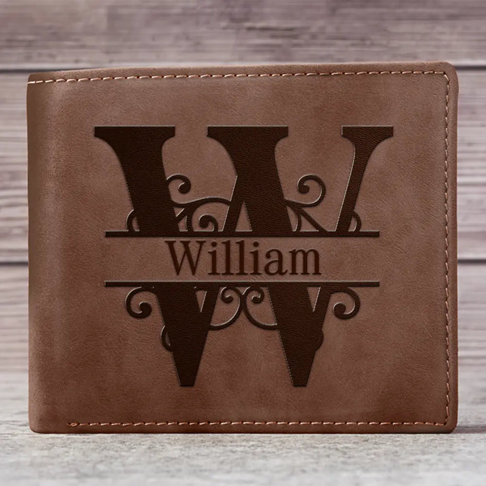 Minimalist Monogram Vintage Style - Personalized Leather Wallet