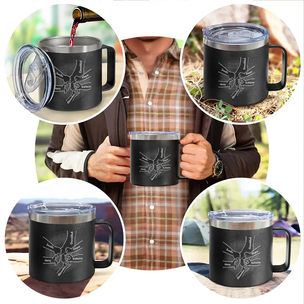 Hand In Hand, I Will Always Protect You - Personalized 14oz Stainless Steel Tumbler With Handle