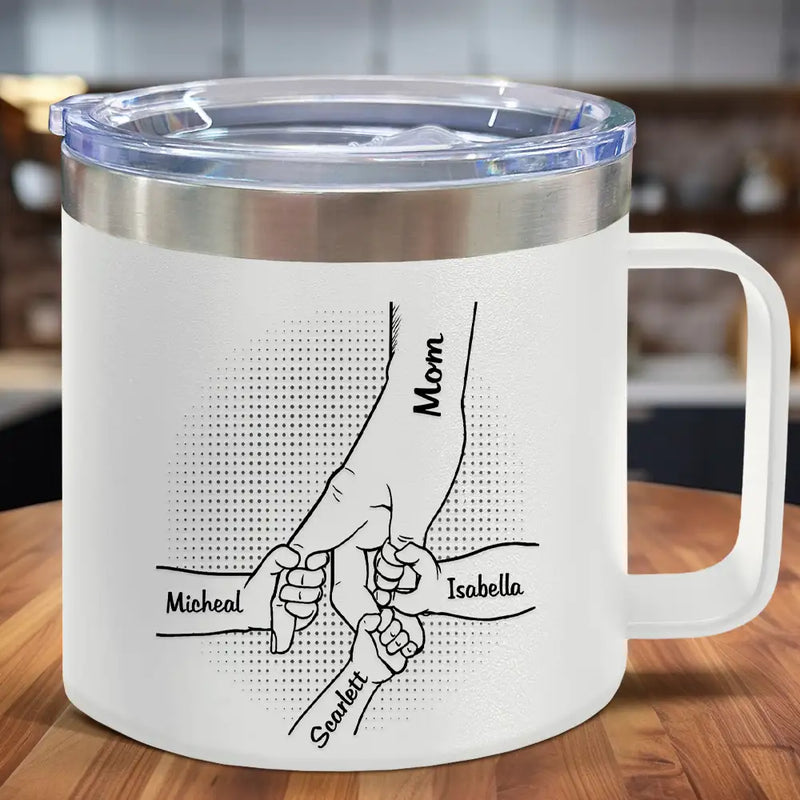 Hand In Hand, I Will Always Protect You - Personalized 14oz Stainless Steel Tumbler With Handle