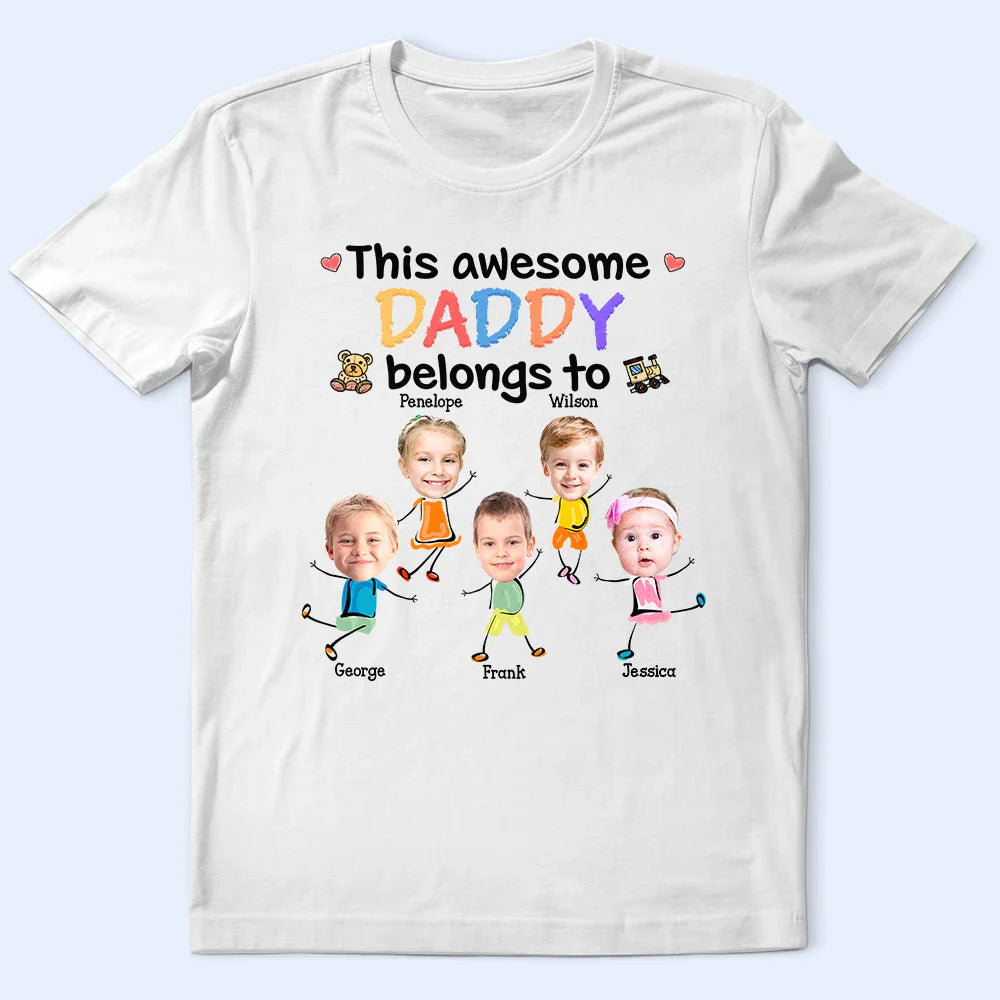 Custom Photo This Awesome Daddy Mommy Grandpa Belongs To - Personalized T Shirt
