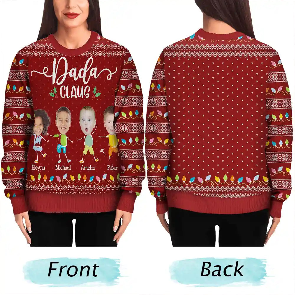 Custom Photo Papa Claus Nana Mama Dada - Personalized Unisex Ugly Sweater